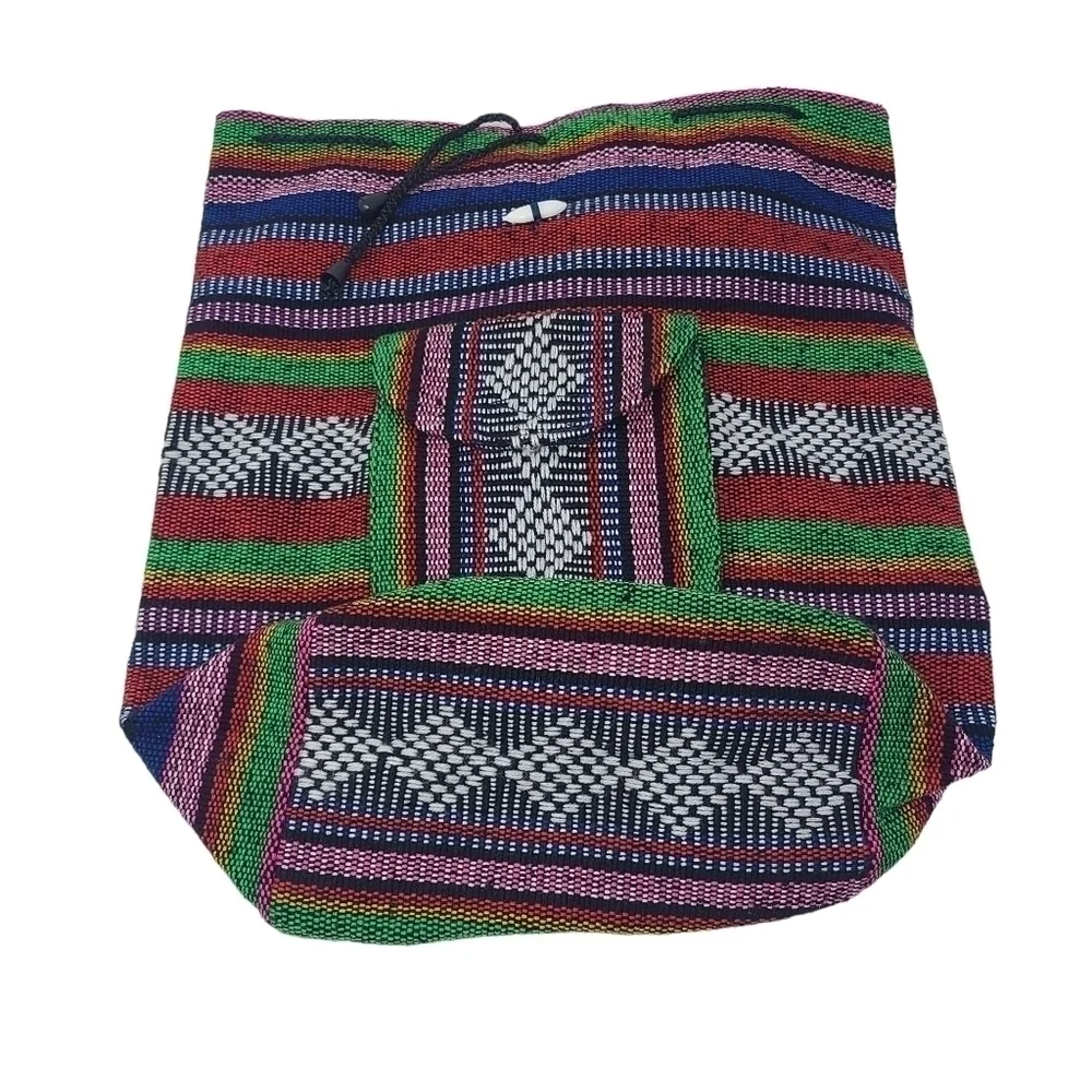Unbranded | Multicolored Bohemian Baja Fabric Backpack or Bookbag (One Size)